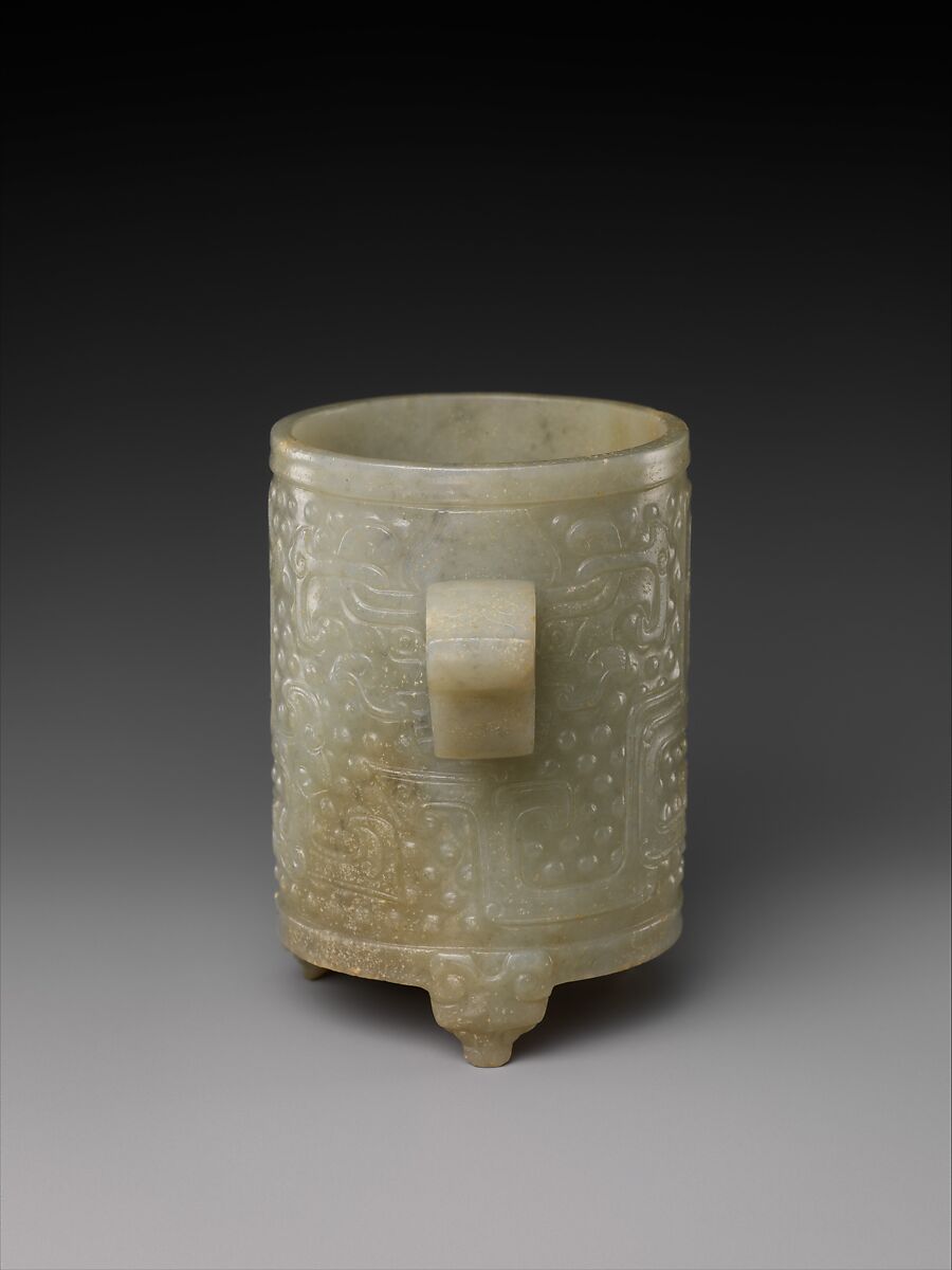 Archaic-style cup with ring handle, Jade (nephrite), China