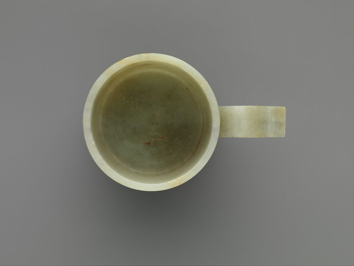 Archaic-style cup with ring handle, Jade (nephrite), China
