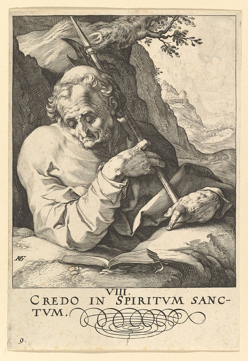 St. Matthew, from "Christ, the Apostles and St. Paul with the Creed", Hendrick Goltzius (Netherlandish, Mühlbracht 1558–1617 Haarlem), Engraving 