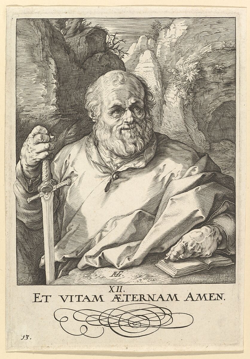 St. Matthias, from Christ, the Apostles and St. Paul with the Creed, Hendrick Goltzius (Netherlandish, Mühlbracht 1558–1617 Haarlem), Engraving 