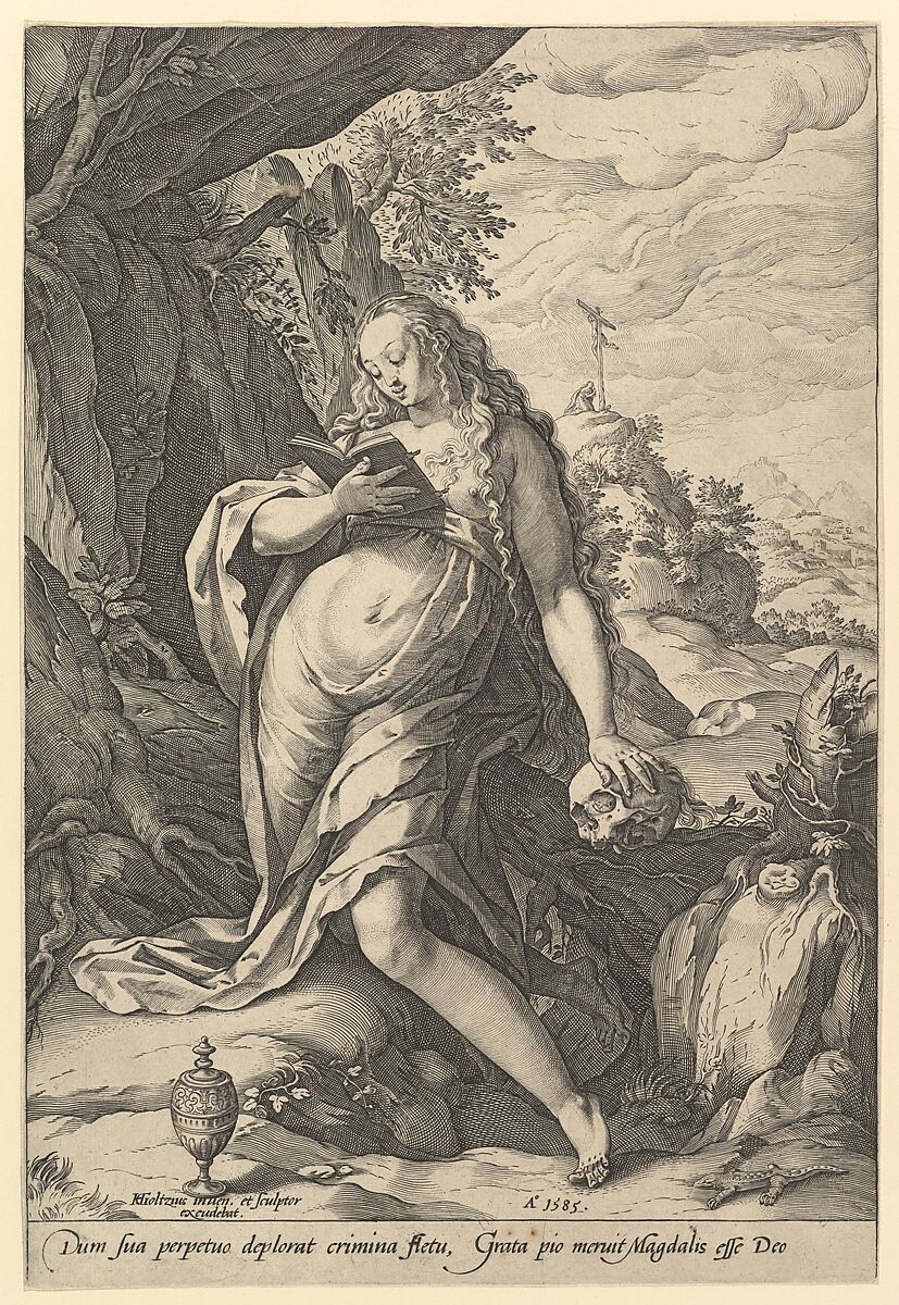 Saint Mary Magdalen Penitent, Hendrick Goltzius (Netherlandish, Mühlbracht 1558–1617 Haarlem), Engraving 