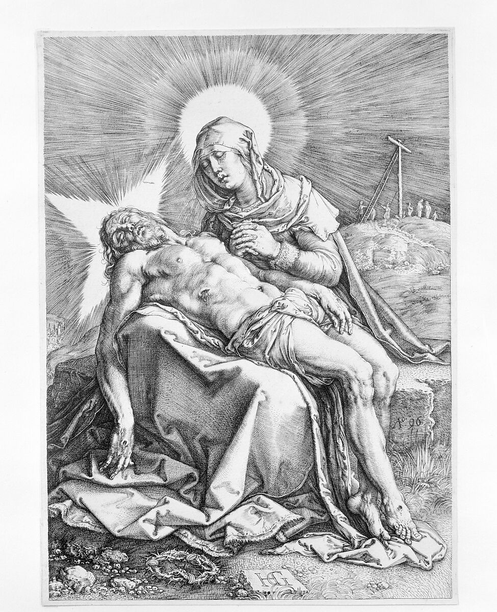 Pietà, Hendrick Goltzius (Netherlandish, Mühlbracht 1558–1617 Haarlem), Engraving; second state of two