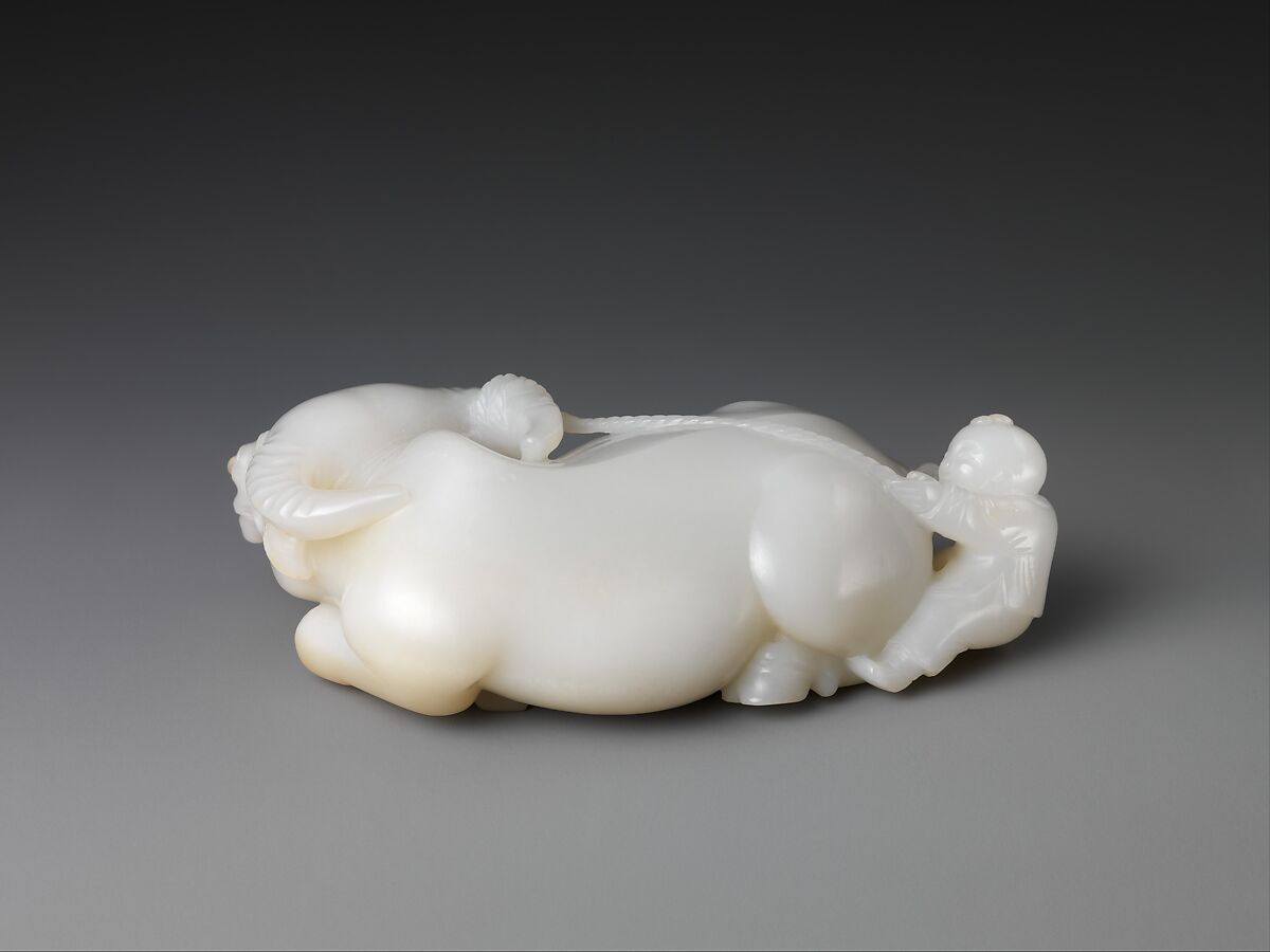 Boy with water buffalo, Jade (nephrite), China