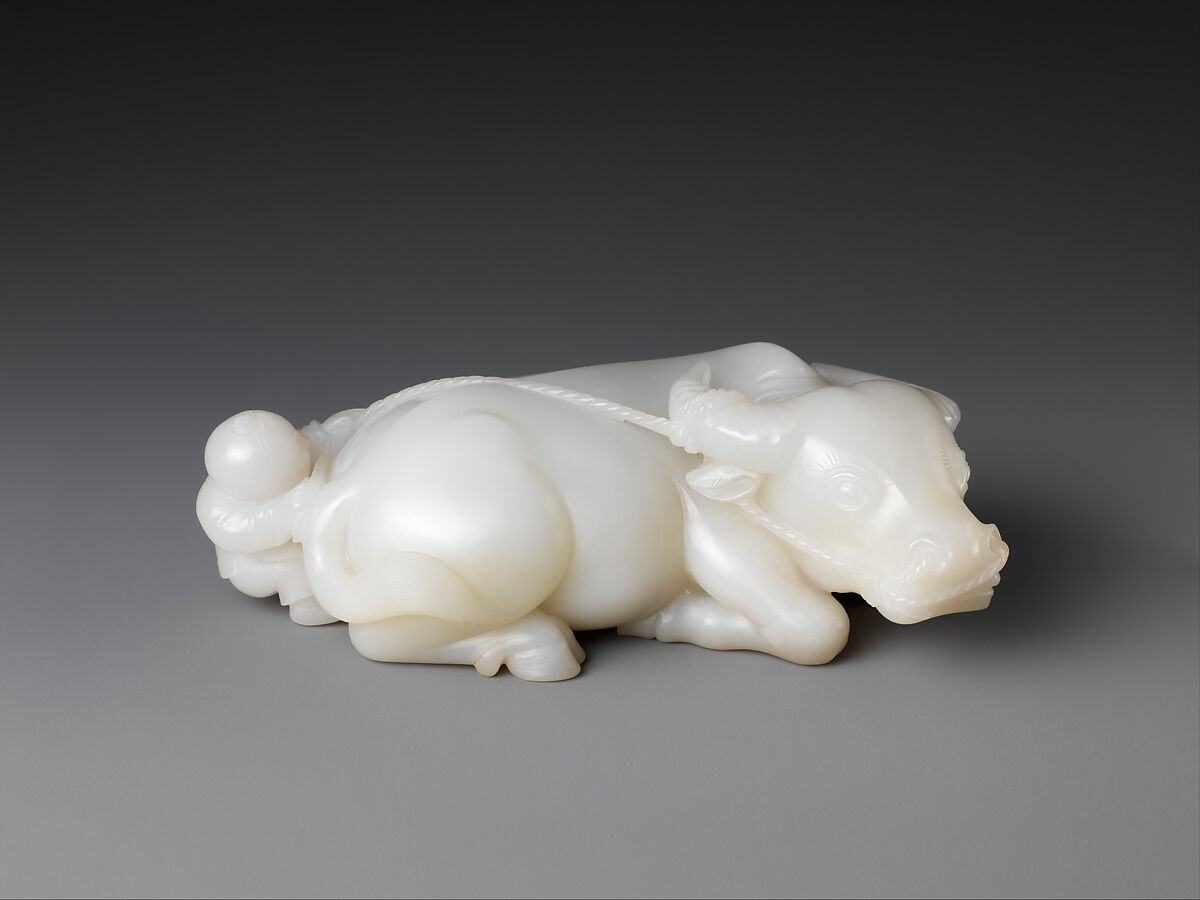 Boy with water buffalo, Jade (nephrite), China 