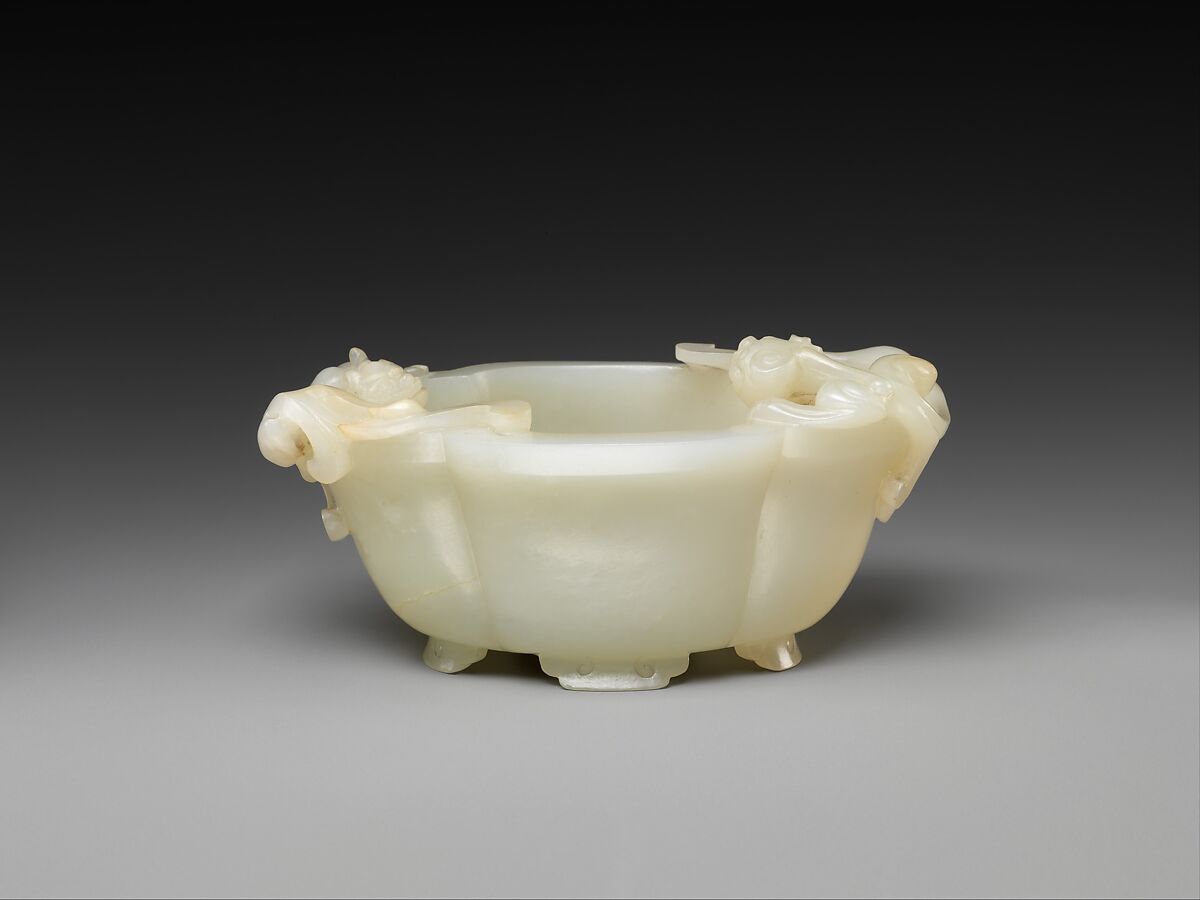 Cup with two feline dragons, Jade (nephrite), China