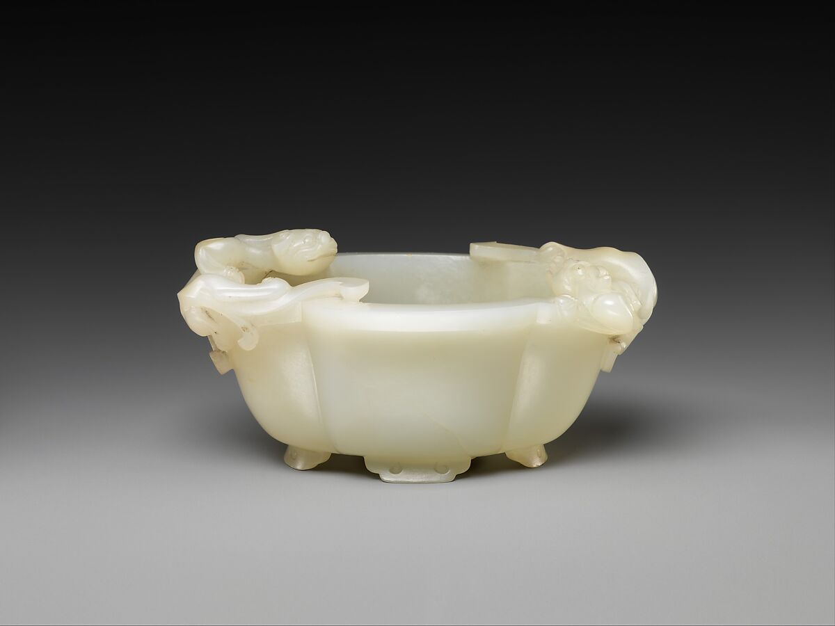 Cup with two feline dragons, Jade (nephrite), China 