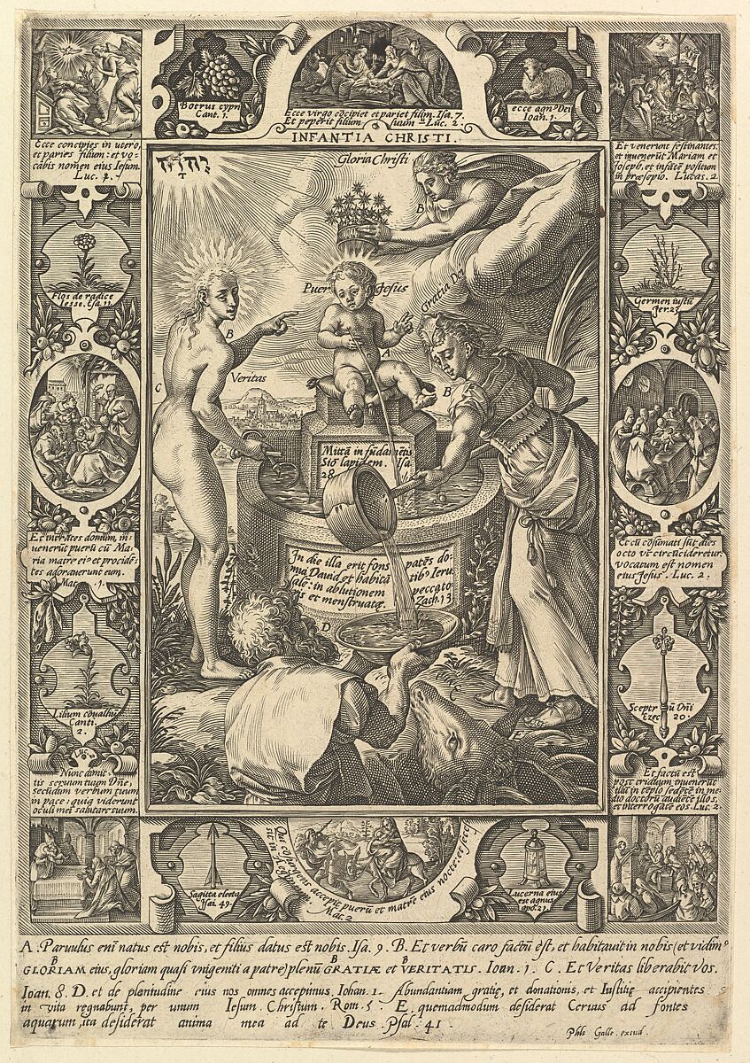 The Infant Christ, from "Allegorical Scenes on the Life of Christ, from Christian and Profane Allegories", Hendrick Goltzius (Netherlandish, Mühlbracht 1558–1617 Haarlem), Engraving 
