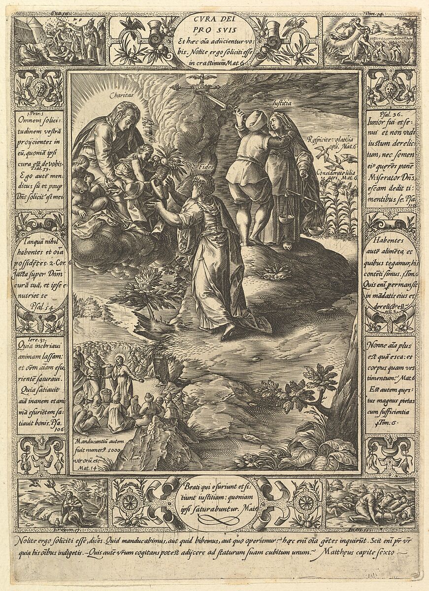 Cura Dei Pro Suis, from "Allegories of the Christian Faith, from Christian and Profane Allegories", Hendrick Goltzius (Netherlandish, Mühlbracht 1558–1617 Haarlem), Engraving 