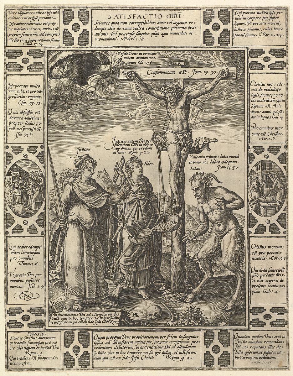 Satisfactio Christi, from "Allegories of the Christian Faith, from Christian and Profane Allegories", Hendrick Goltzius (Netherlandish, Mühlbracht 1558–1617 Haarlem), Engraving 