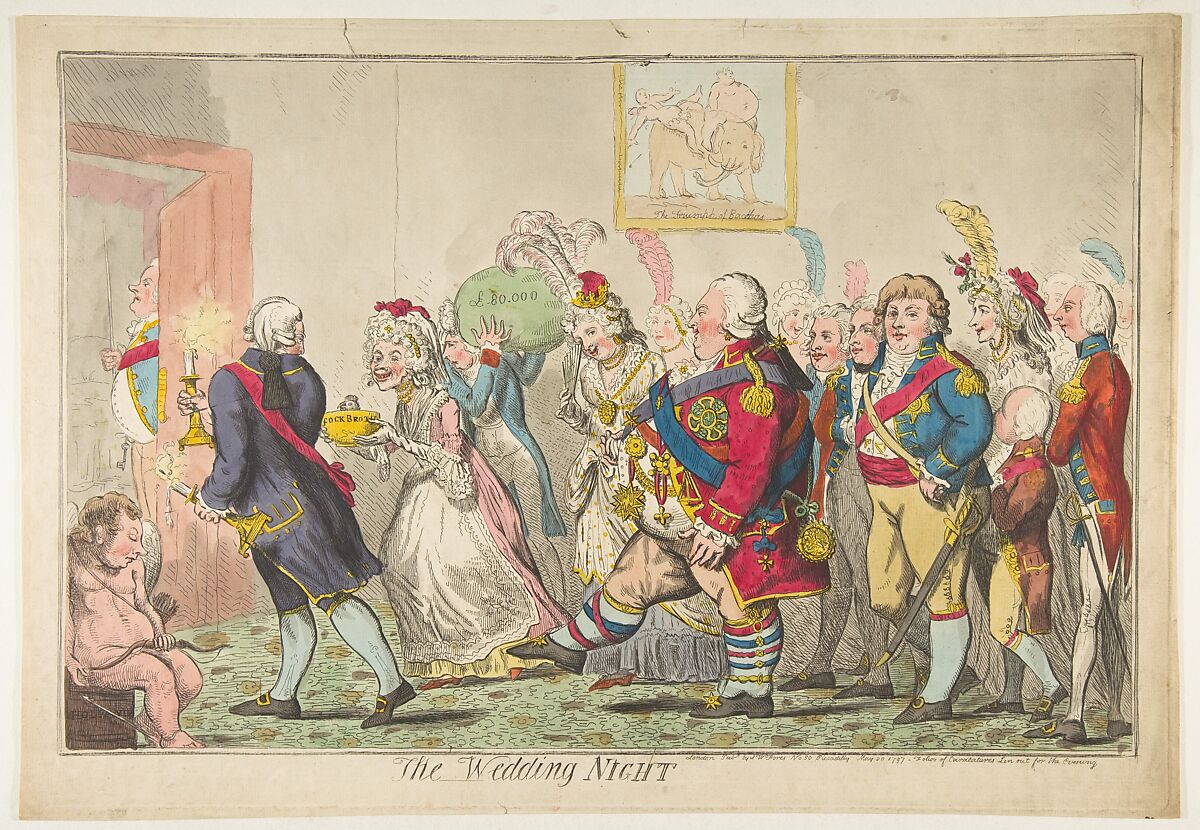 The Wedding Night, Isaac Cruikshank (British (born Scotland), Edinburgh 1764–1811 London), Hand-colored etching 