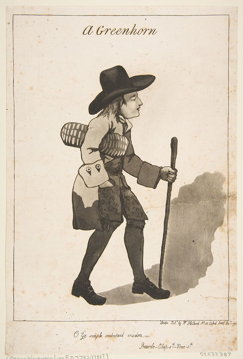 A Greenhorn, George Murgatroyd Woodward (British, 1765–1809 London), Etching and aquatint 