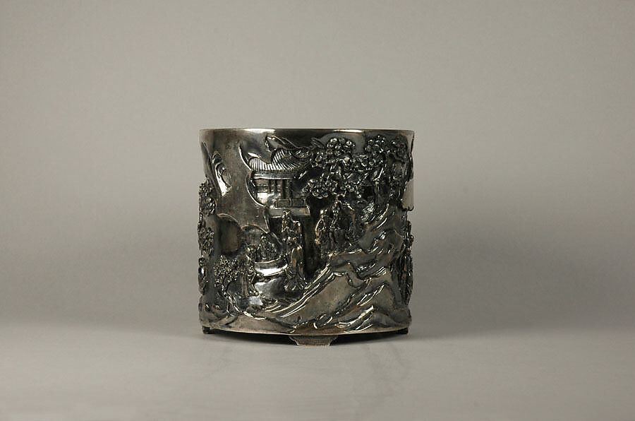 Brush Holder with Literary Gathering, Silver, China