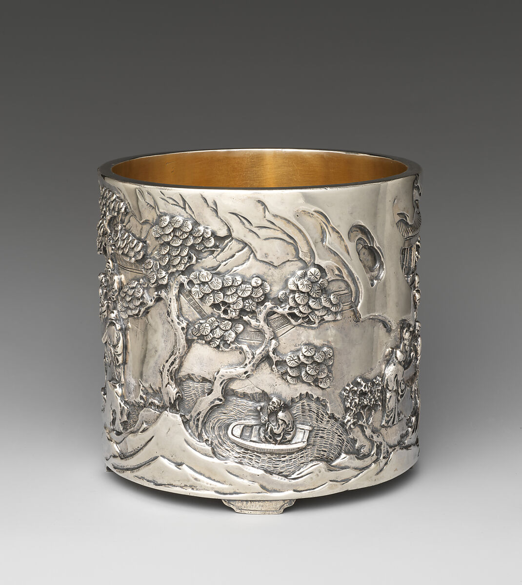 Brush Holder with Literary Gathering, Silver, China