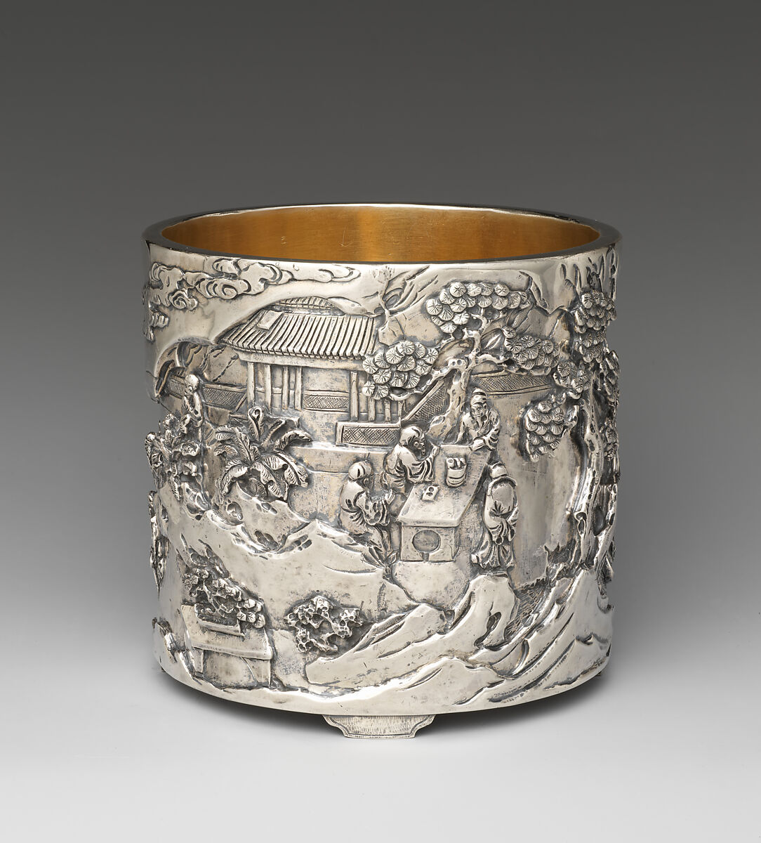 Brush Holder with Literary Gathering, Silver, China