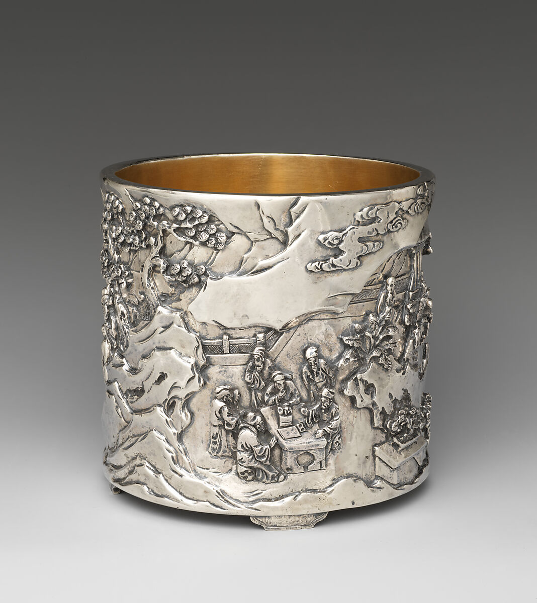Brush Holder with Literary Gathering, Silver, China