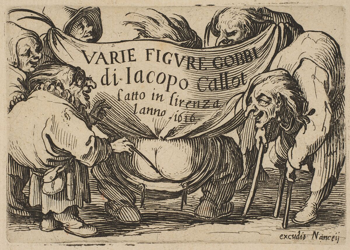 Frontispiece, from "Varie Figure Gobbi, suite appelée aussi Les Bossus, Les Pygmées, Les Nains Grotesques" (Various Hunchbacked Figures, The Hunchbacks, The Pygmes, The Grotesque Dwarfs), Jacques Callot (French, Nancy 1592–1635 Nancy), Etching and engraving; first state of two (Lieure) 