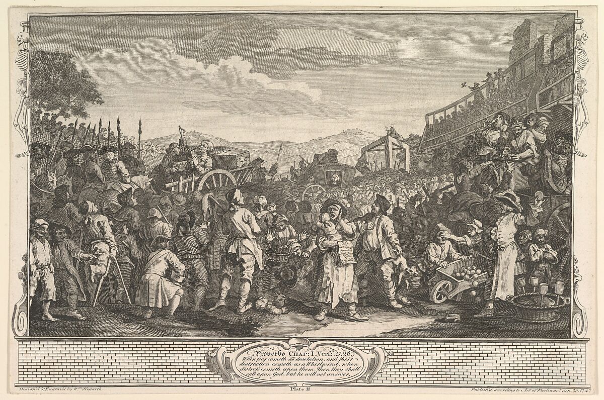 The Idle 'Prentice Executed at Tyburn (Industry and Idleness, plate 11), William Hogarth (British, London 1697–1764 London), Etching and engraving; third state of three 