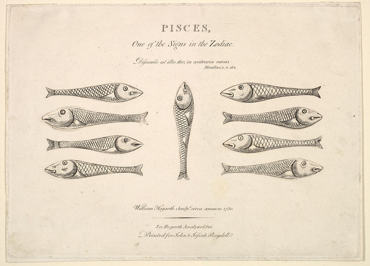 Pisces: Hogarth's Quadrille Fish, After William Hogarth (British, London 1697–1764 London), Etching and engraving 