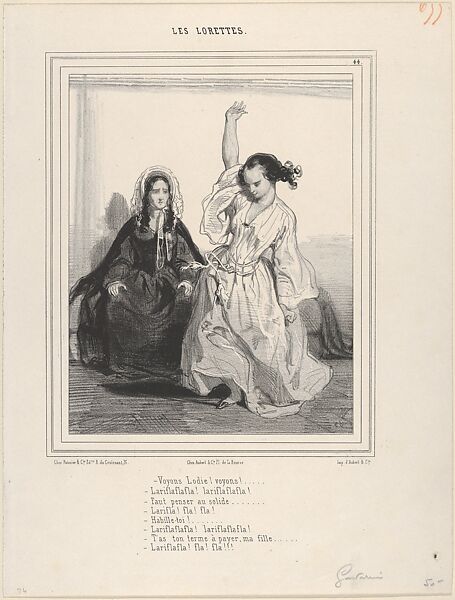 Look Lodie! Look... (Voyons Lodie! Voyons...), plate 44 from "Les Lorettes", Paul Gavarni [Chevalier] (French, Paris 1804–1866 Paris), Crayon and ink lithograph; third and final state 