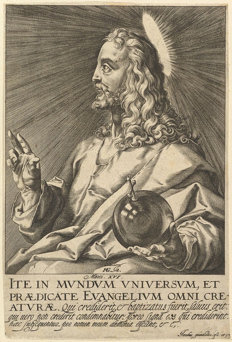 Christ, from "Christ and the Twelve Apostles", Jacques Granthomme (French, active 17th century), Engraving 