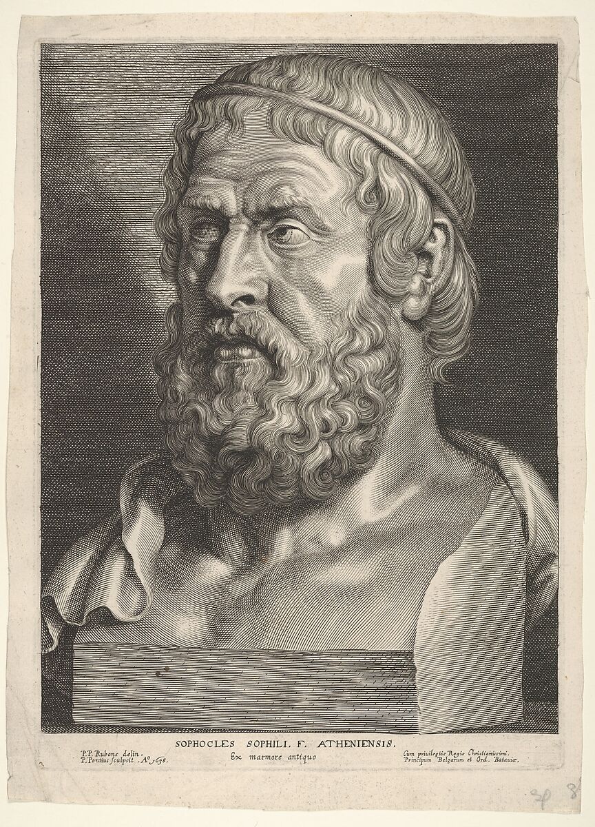 Sophocles (after Rubens), Paulus Pontius (Flemish, Antwerp 1603–1658 Antwerp), Engraving 