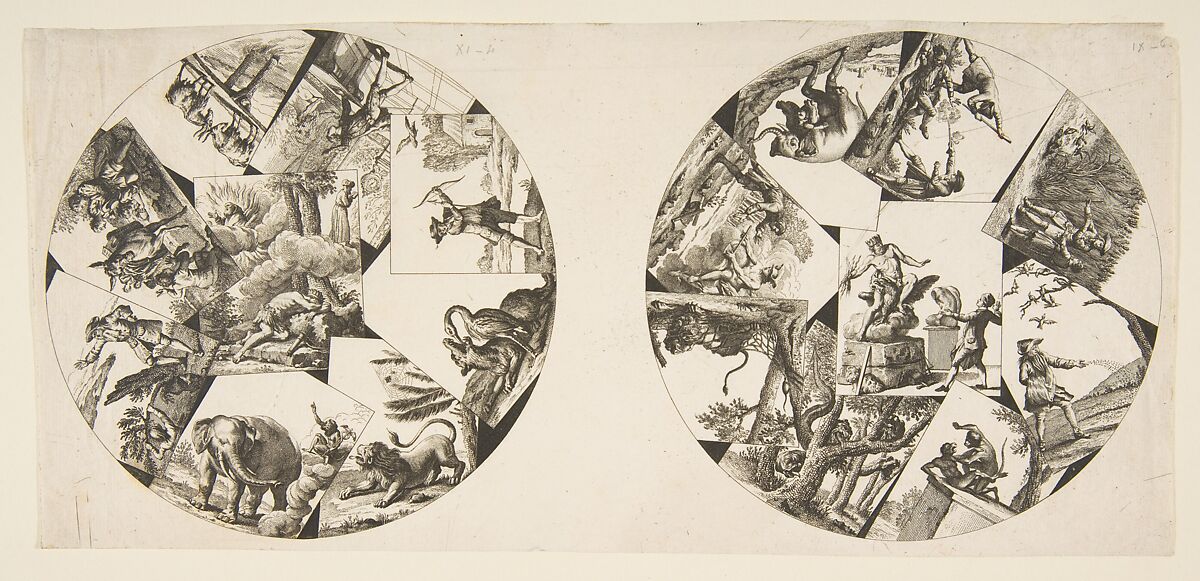 Designs for Plates Taken from Oudry's Illustrations to La Fontaine's Fables, After Jean-Baptiste Oudry (French, Paris 1686–1755 Beauvais), Etching 