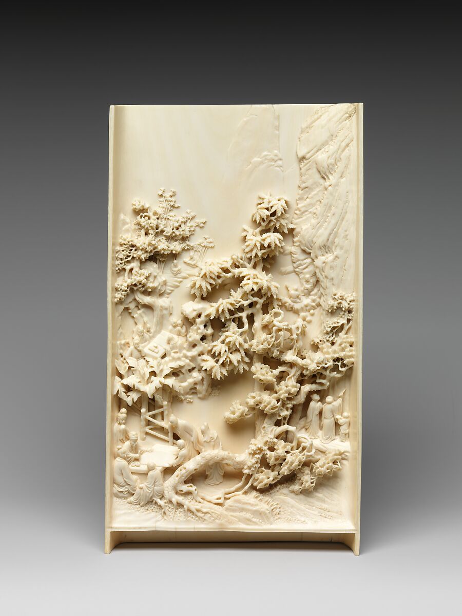 Table screen with the gathering in the Western Garden, Ivory, China 