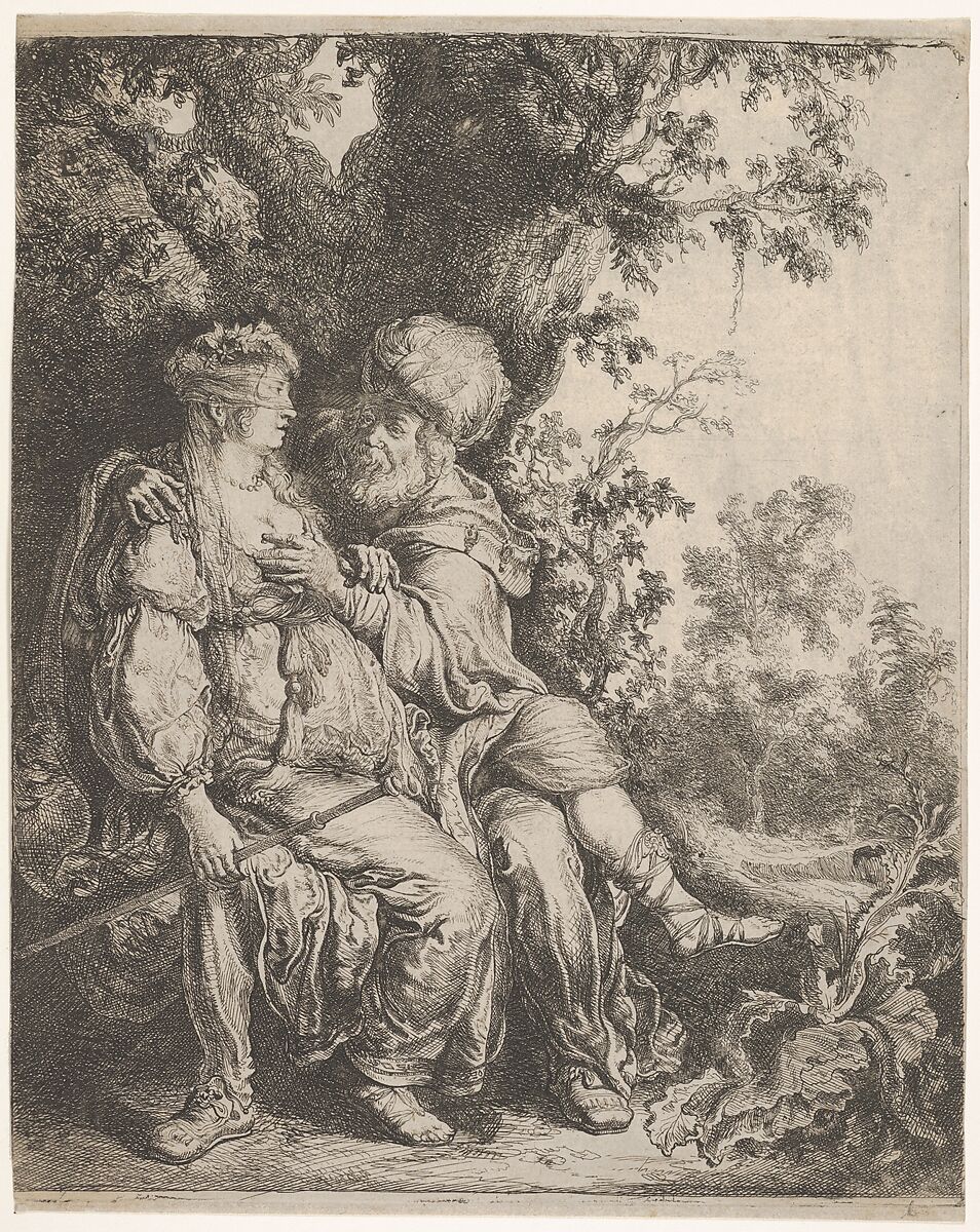Judah and Tamar, Pieter Lastman (Dutch, Amsterdam 1583–1633 Amsterdam), Etching 