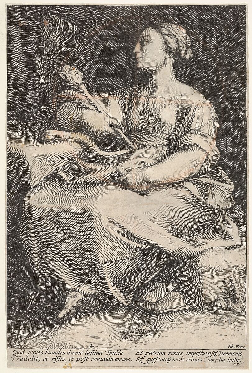Thalia, the Muse of Comedy, Hendrick Goltzius (Netherlandish, Mühlbracht 1558–1617 Haarlem), Engraving 