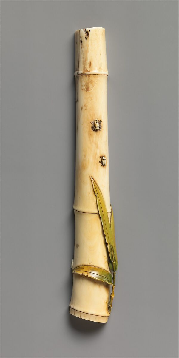 Bamboo stalk with insects, Ivory, China 