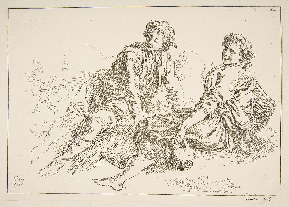 Sheet of Sketches, François Boucher (French, Paris 1703–1770 Paris), Etching 