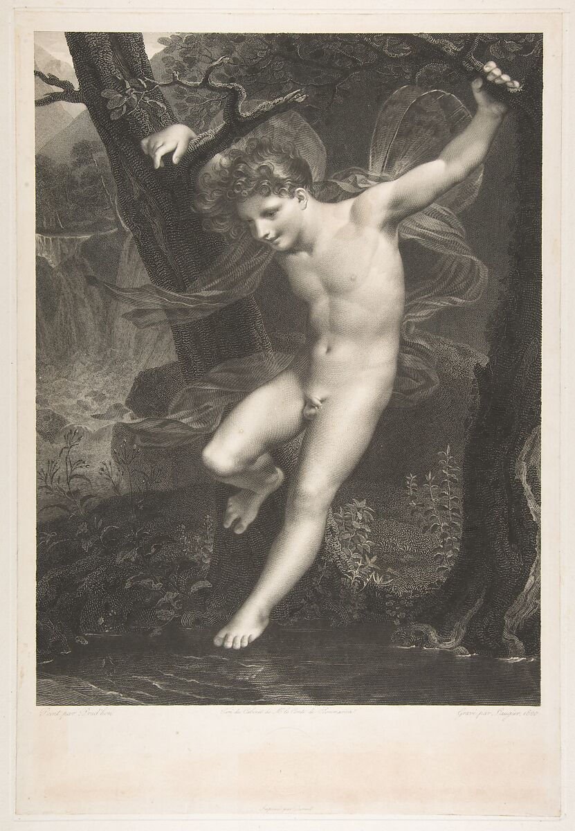 Zephyr, After Pierre Paul Prud&#39;hon (French, Cluny 1758–1823 Paris), Stipple engraving with line engraving and etching; third state of four 