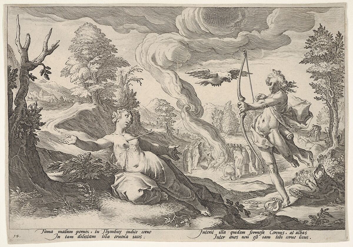 Apollo and Coronis, Possibly by Robert Willemsz de Baudous (Netherlandish, 1574/5–1659), Engraving 
