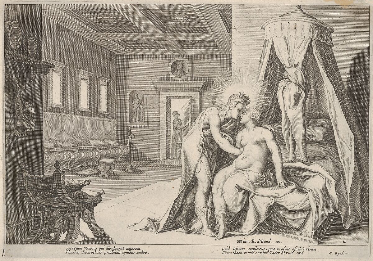 Jupiter and Leucothoe, Possibly by Robert Willemsz de Baudous (Netherlandish, 1574/5–1659), Engraving 