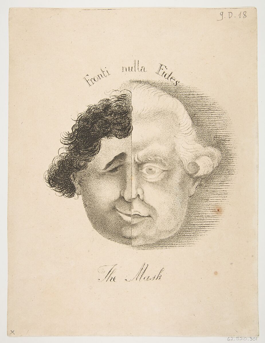 The Mask, James Sayers (British, 1748–1823), Stipple engraving 