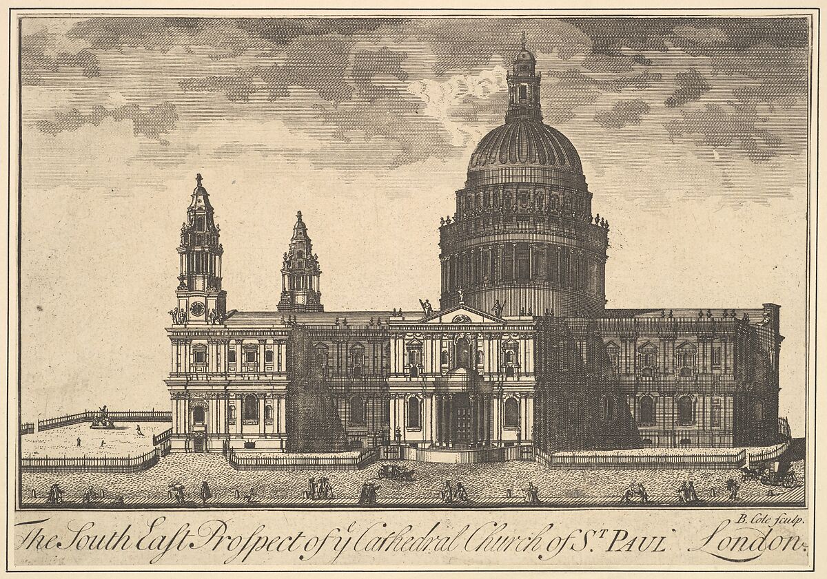 The South East Prospect of the Cathedral Church of St. Paul, London (Overton's Prospects), Benjamin Cole (British, 1697–1783), Etching and engraving 