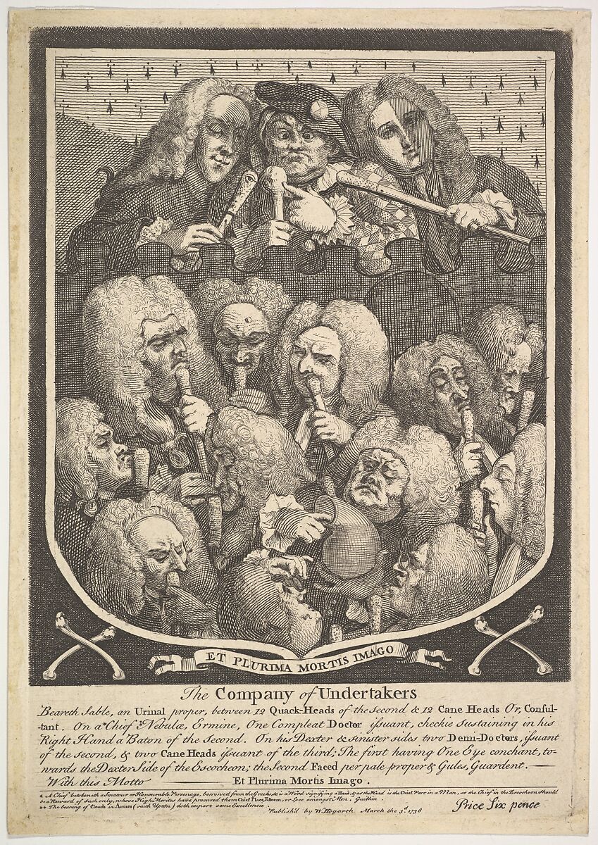 The Company of Undertakers, William Hogarth (British, London 1697–1764 London), Etching and engraving; second state of two 