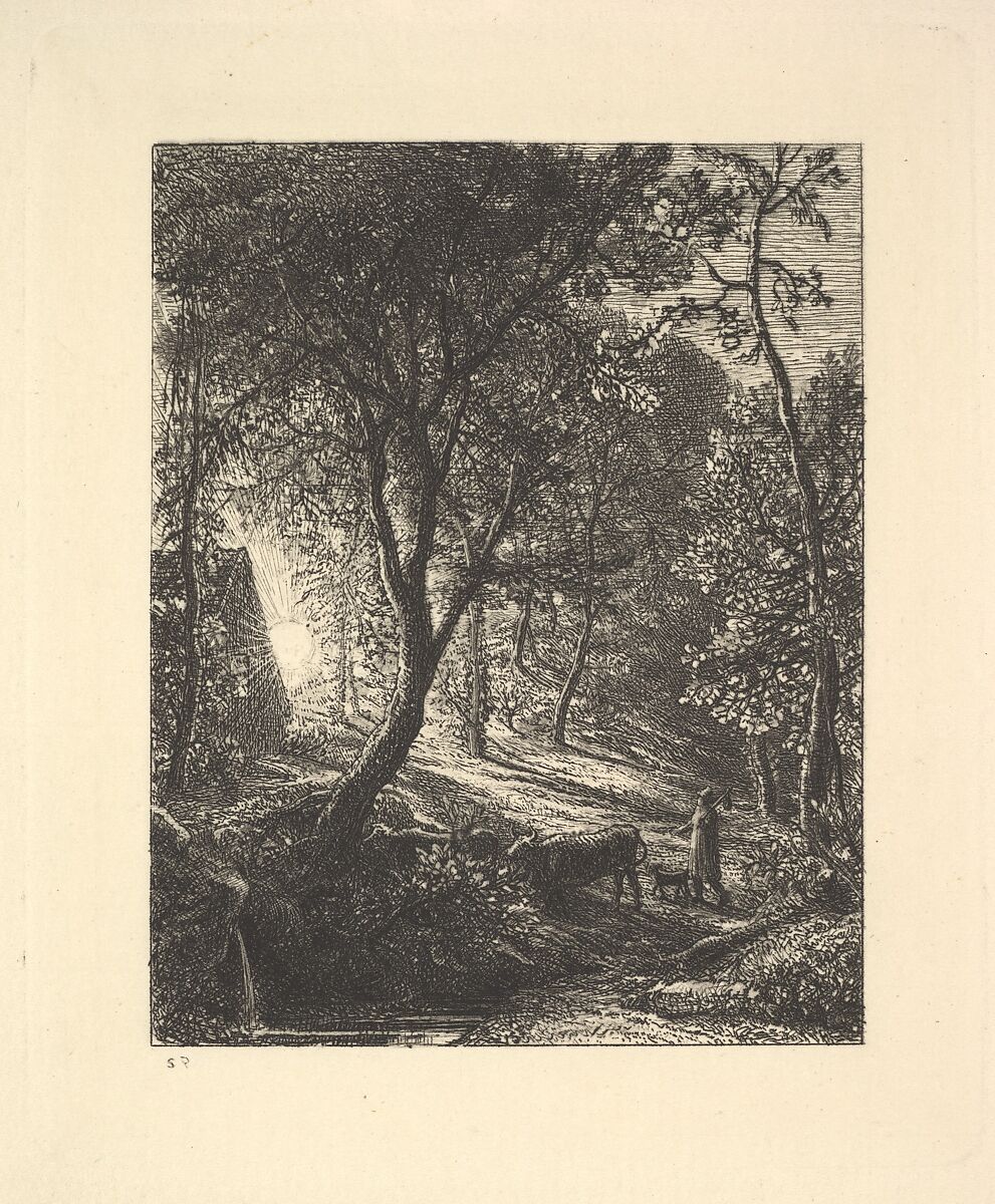 The Herdsman's Cottage, or Sunset, Samuel Palmer (British, London 1805–1881 Redhill, Surrey), Etching; second state of two 