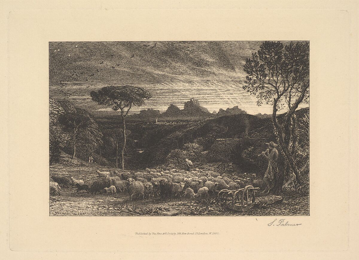 Opening the Fold, or Early Morning, Samuel Palmer (British, London 1805–1881 Redhill, Surrey), Etching; third state of ten 