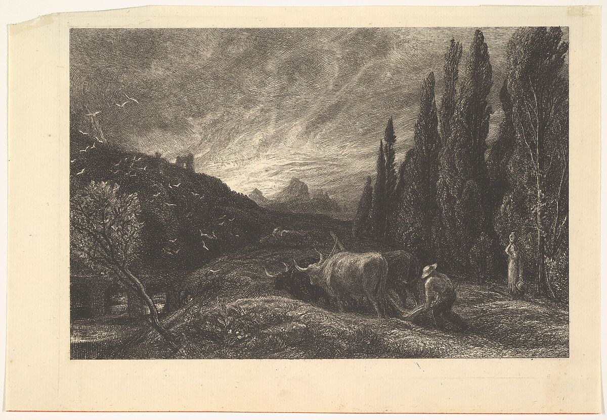 The Early Ploughman, Samuel Palmer (British, London 1805–1881 Redhill, Surrey), Etching; fifth state of nine (probably) 