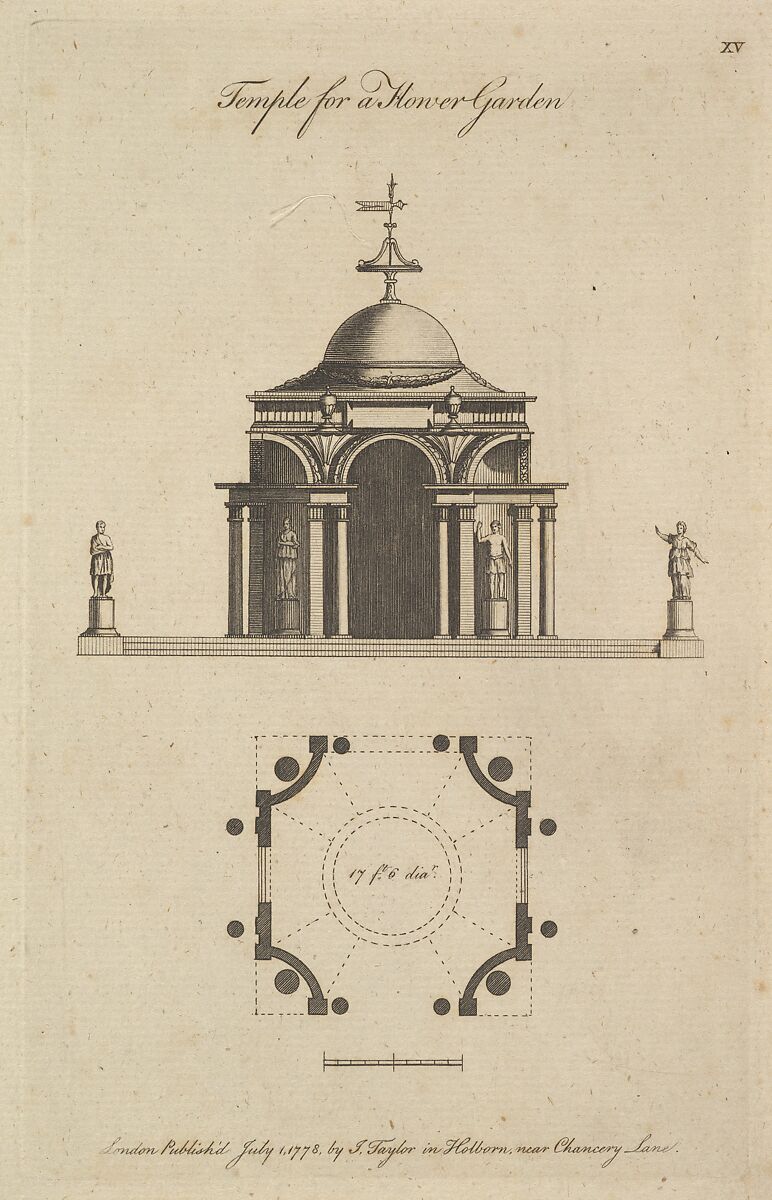 Temple for a Flower Garden, Sir John Soane (British, Goring-on-Thames (?) 1753–1837 London), Etching 