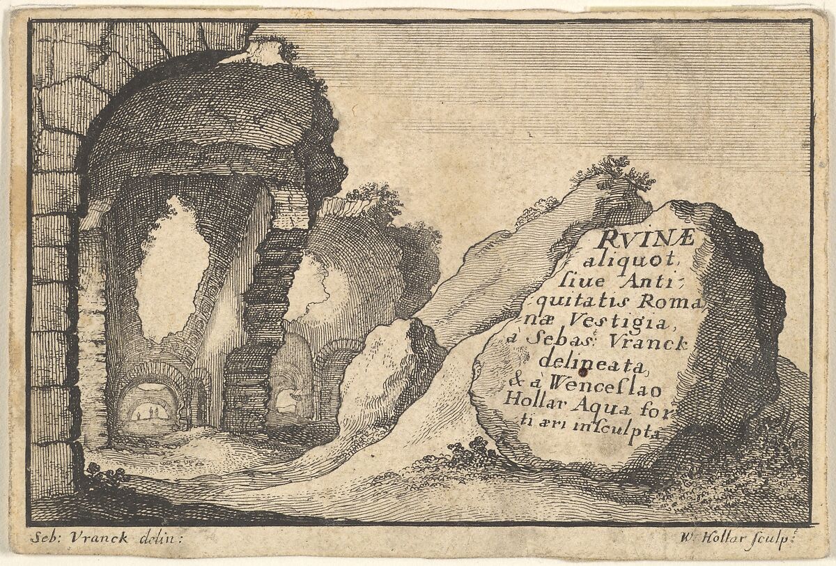 Roman Ruins, second version of title-page, Wenceslaus Hollar (Bohemian, Prague 1607–1677 London), Etching, second state of two (NH) (copy?) 