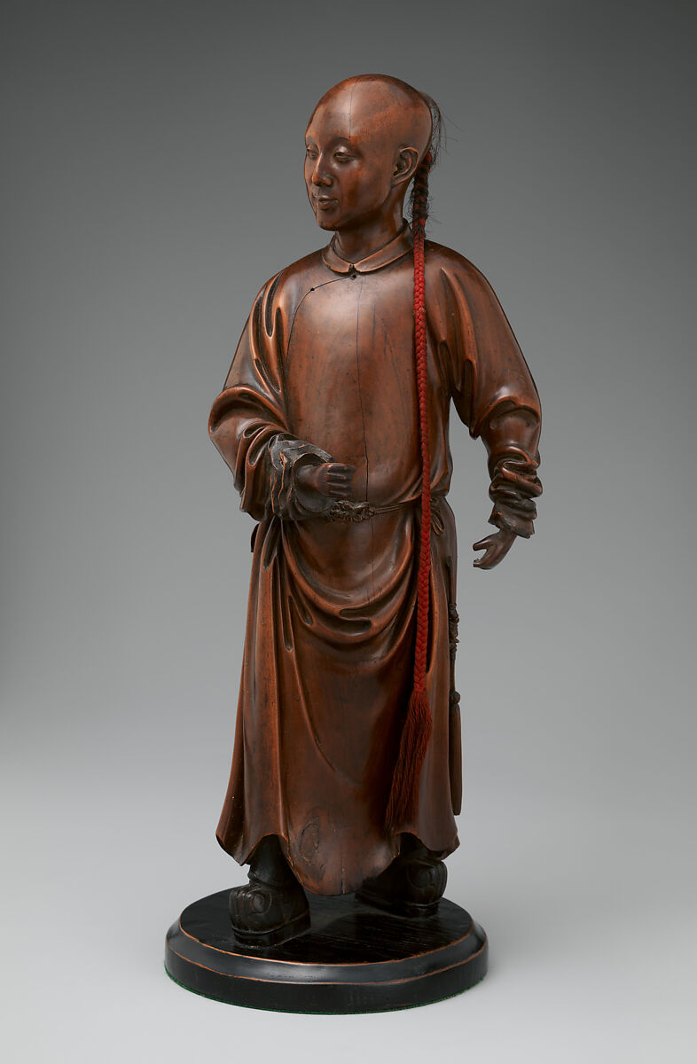 Figure of a gentleman, Boxwood, horsehair, and silk, China