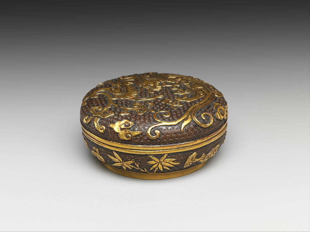 Incense box, Hu Wenming  Chinese, Parcel gilt copper alloy, China