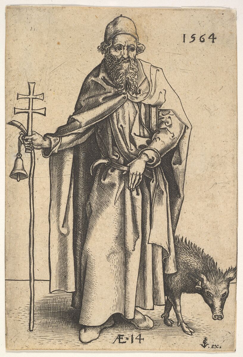 Saint Anthony, Hieronymus (Jerome) Wierix (Netherlandish, ca. 1553–1619 Antwerp), Engraving 