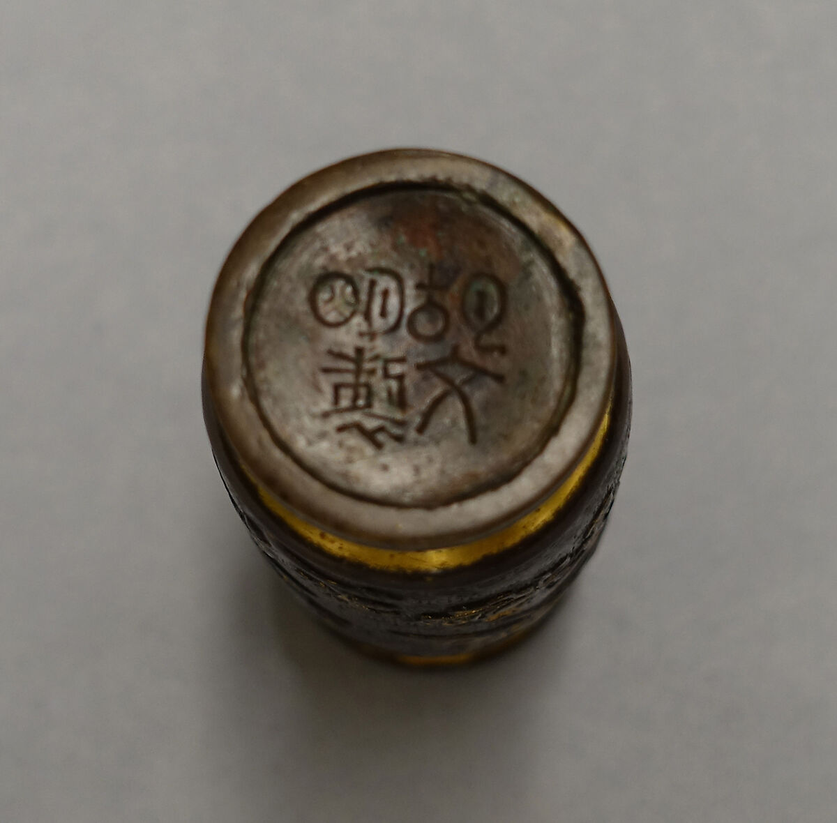 Bottle for incense tools, Attributed to Hu Wenming (Chinese, active late 16th–early 17th century), Parcel gilt copper alloy, silver inlay, China