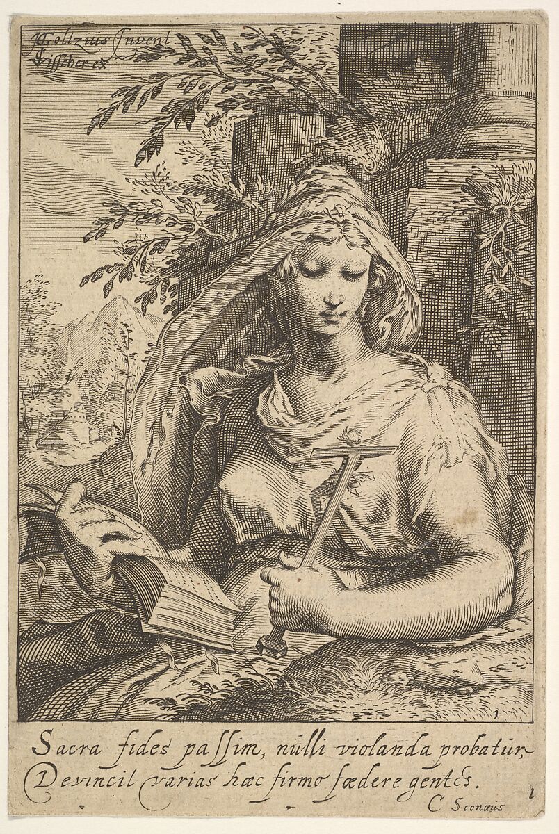 Temperance, from "The Seven Virtues", Anonymous, Netherlandish, 17th century, Engraving 