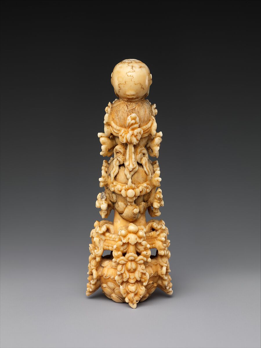 Finial for a Buddhist staff (khatvanga), Ivory, China