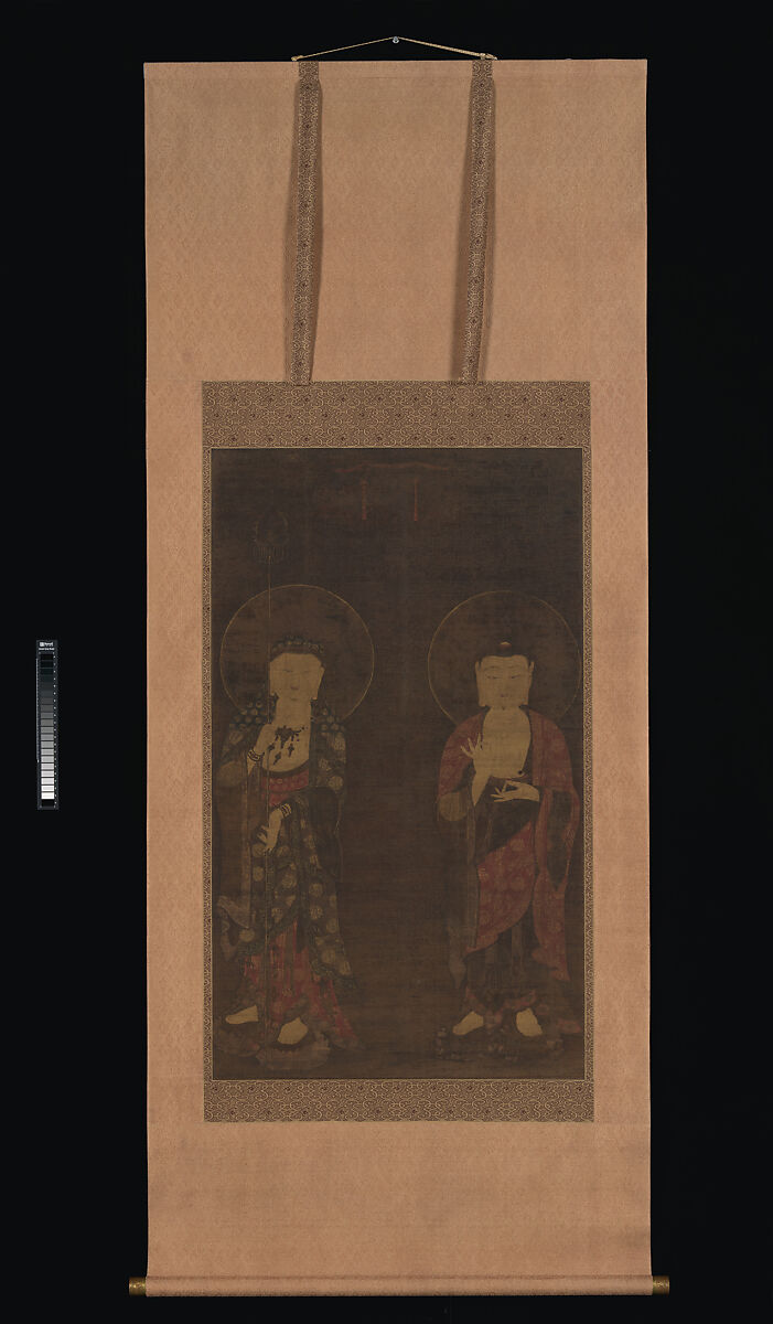 Amitabha and Kshitigarba, Unidentified artist, Hanging scroll; ink and color on silk, Korea