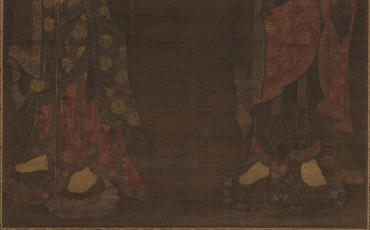 Amitabha and Kshitigarba, Unidentified artist, Hanging scroll; ink and color on silk, Korea